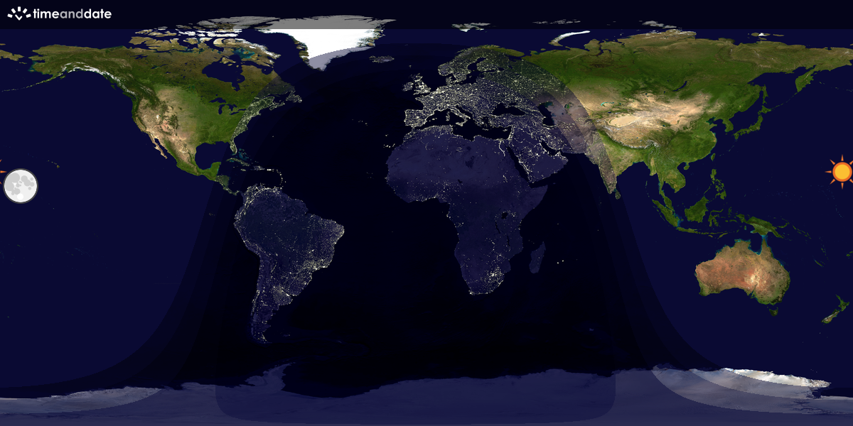 Verdenskart som viser dag og natt 