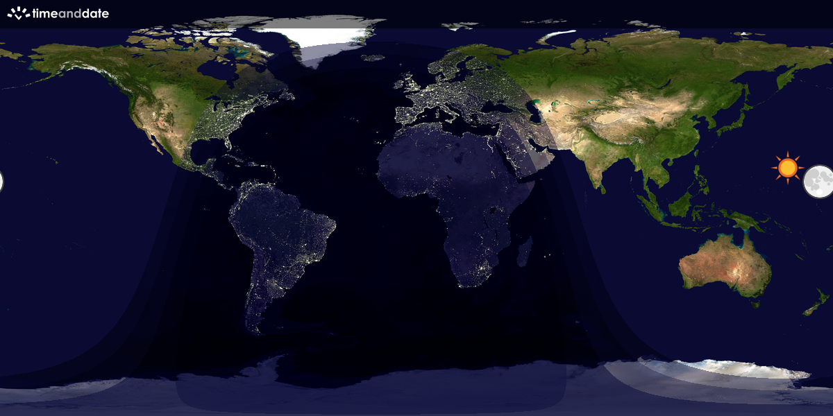 Verdenskart som viser dag og natt 