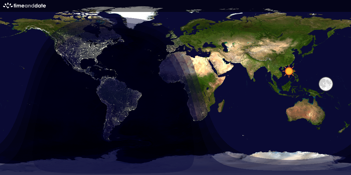 Verdenskart som viser dag og natt 