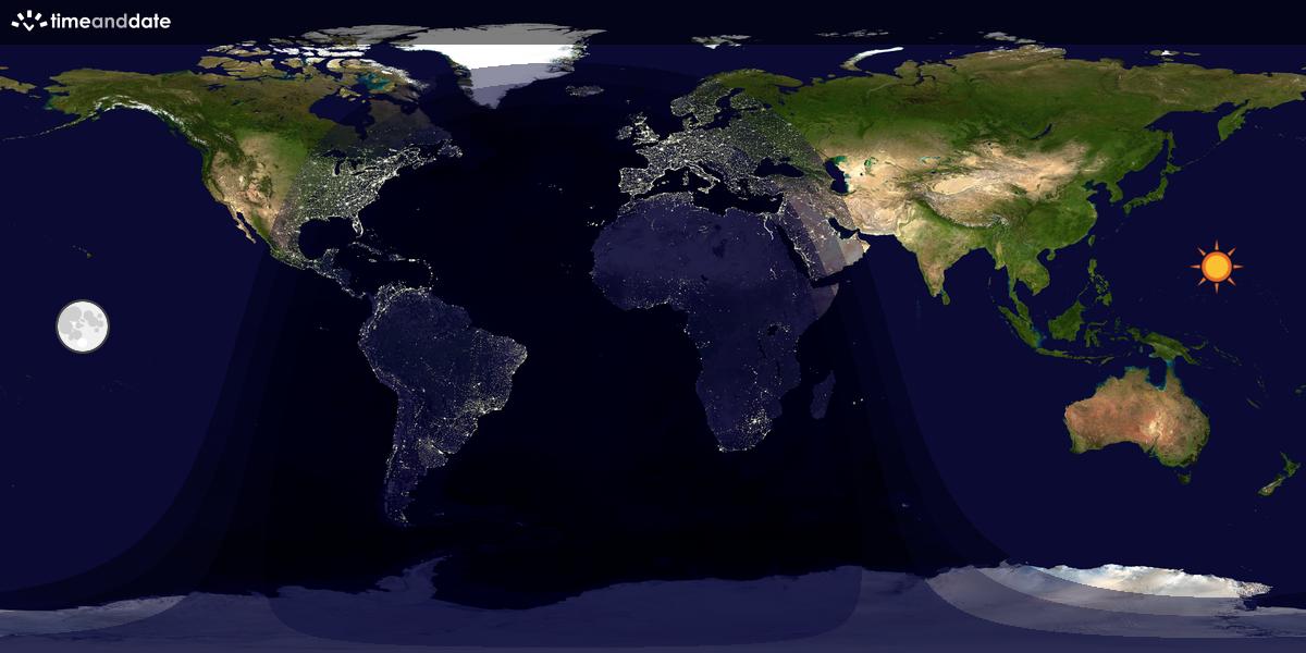 Verdenskart som viser dag og natt 