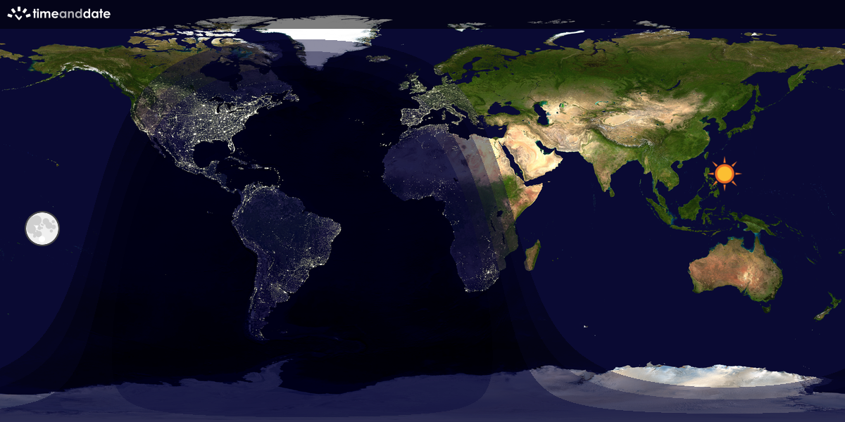Verdenskart som viser dag og natt 