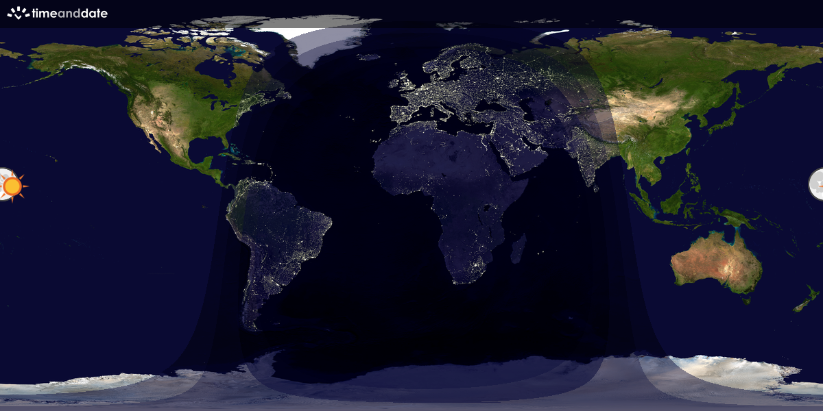Verdenskart som viser dag og natt 