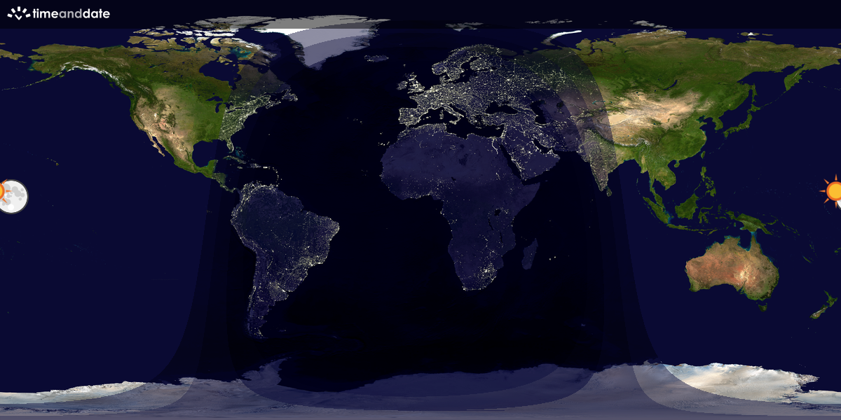 Verdenskart som viser dag og natt 