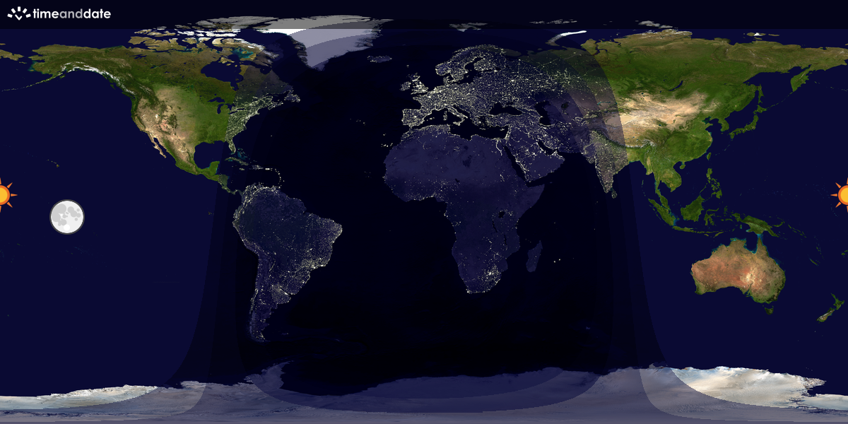 Verdenskart som viser dag og natt 