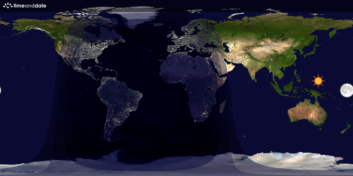 Verdenskart som viser dag og natt 