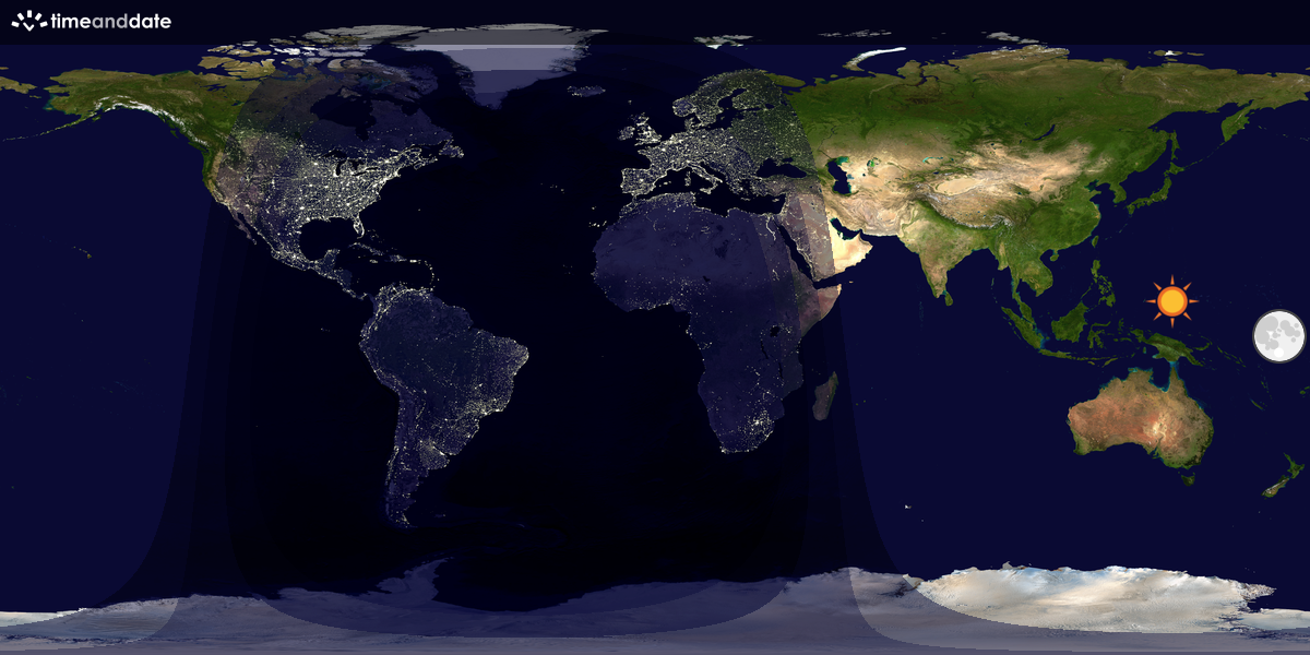 Verdenskart som viser dag og natt 