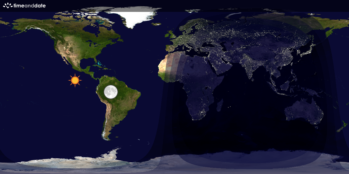 Verdenskart som viser dag og natt 