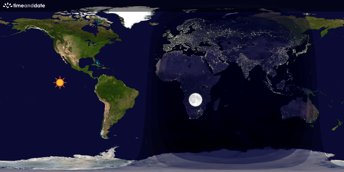 Verdenskart som viser dag og natt 
