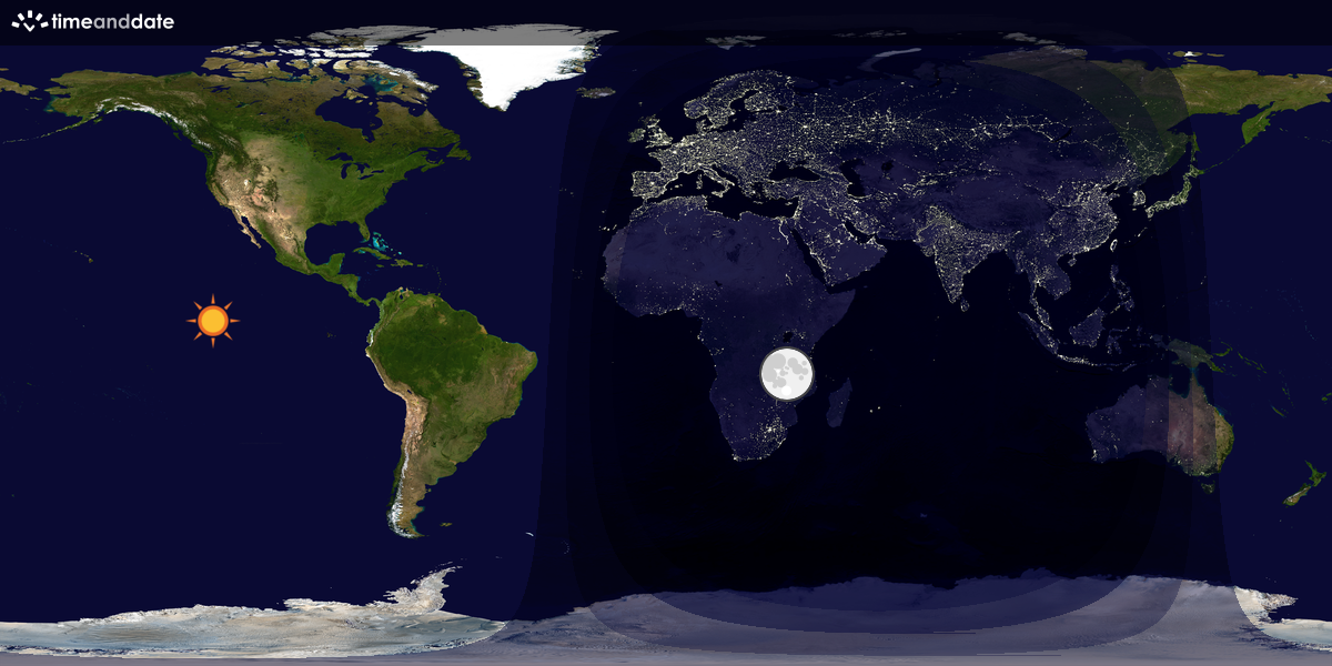Verdenskart som viser dag og natt 