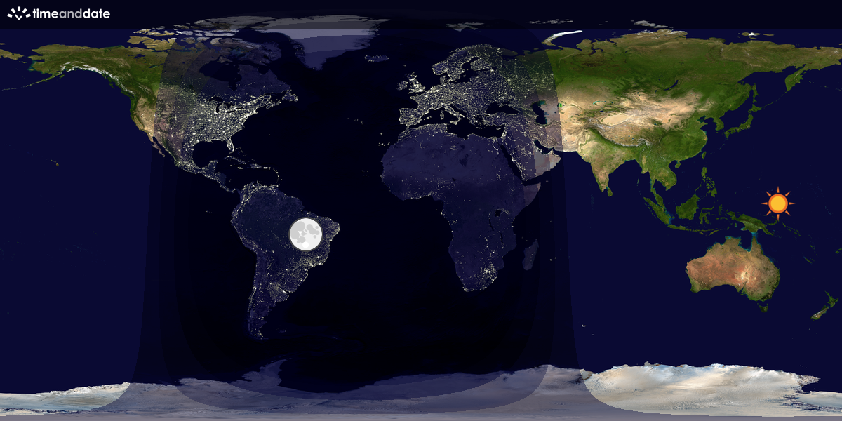 Verdenskart som viser dag og natt 