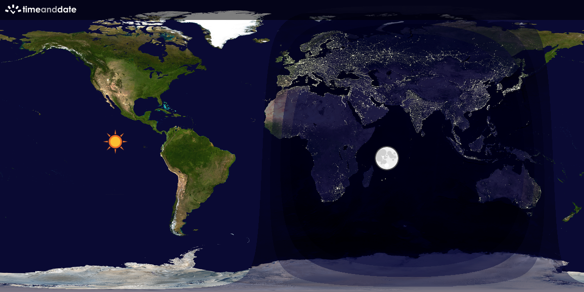 Verdenskart som viser dag og natt 