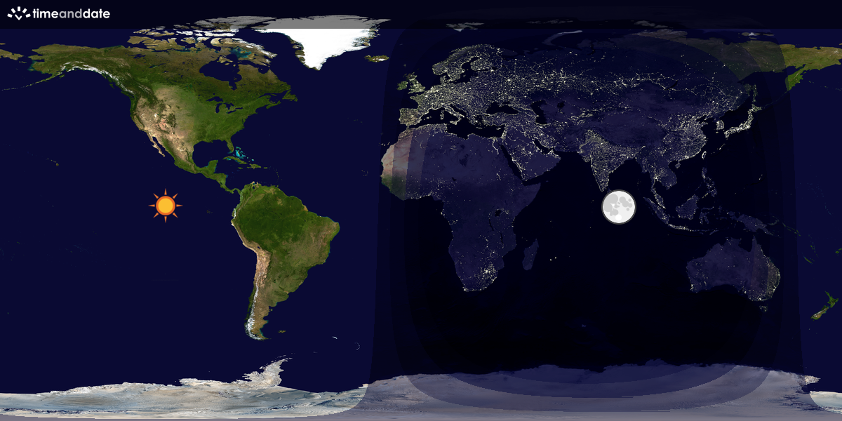 Verdenskart som viser dag og natt 