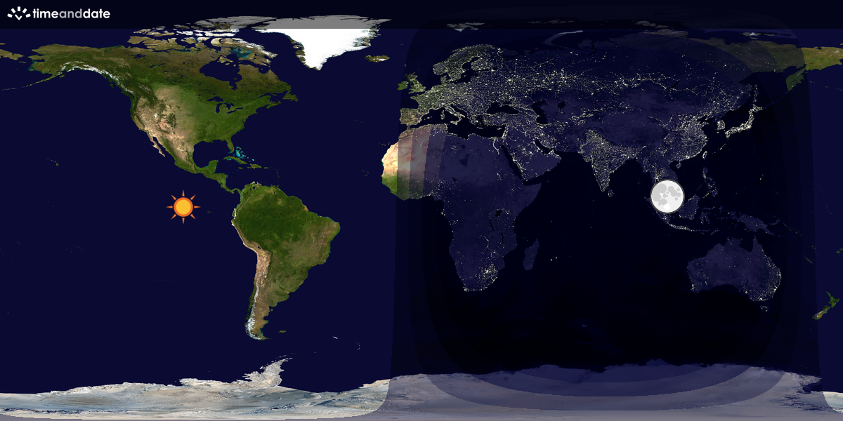 Verdenskart som viser dag og natt 