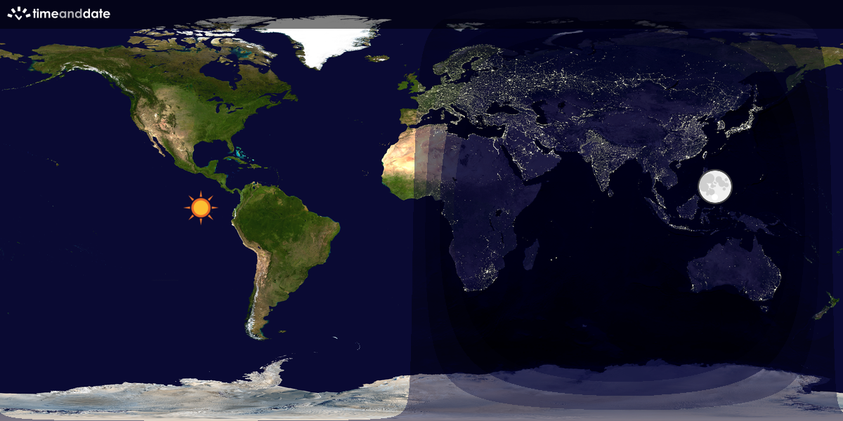 Verdenskart som viser dag og natt 