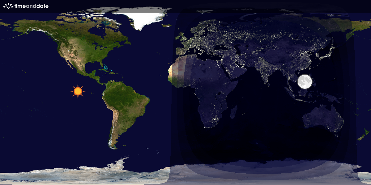 Verdenskart som viser dag og natt 