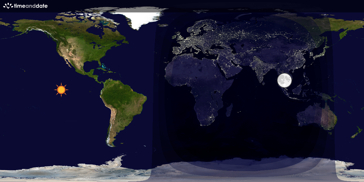 Verdenskart som viser dag og natt 
