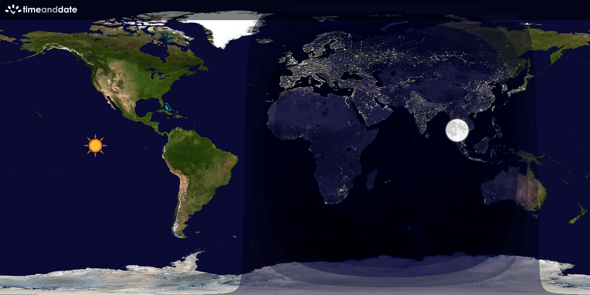 Verdenskart som viser dag og natt 