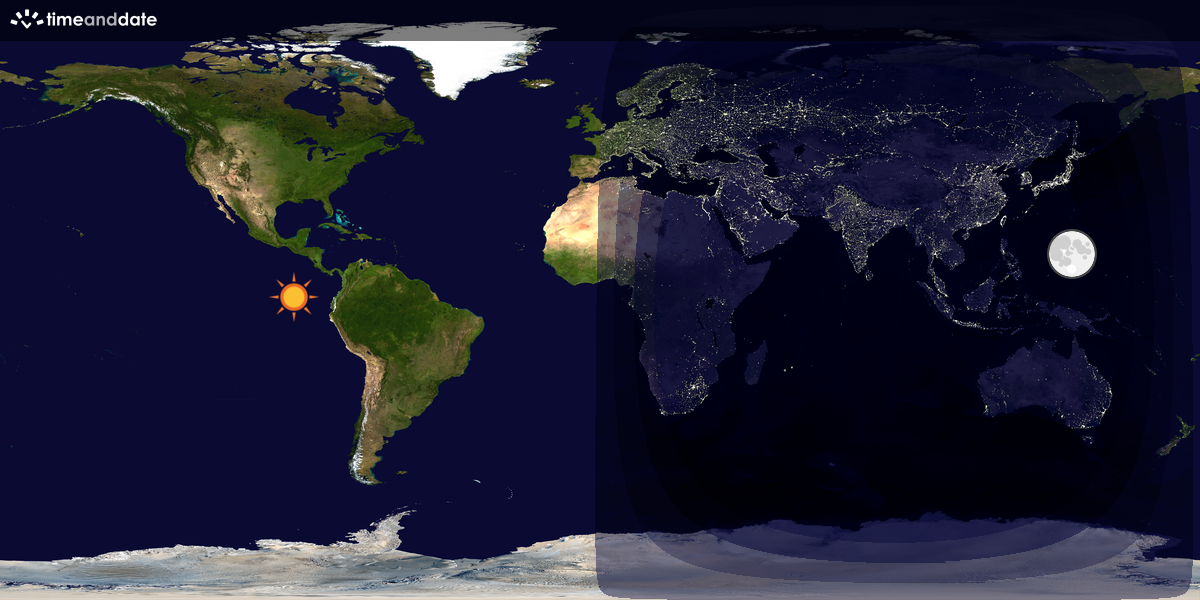 Verdenskart som viser dag og natt 