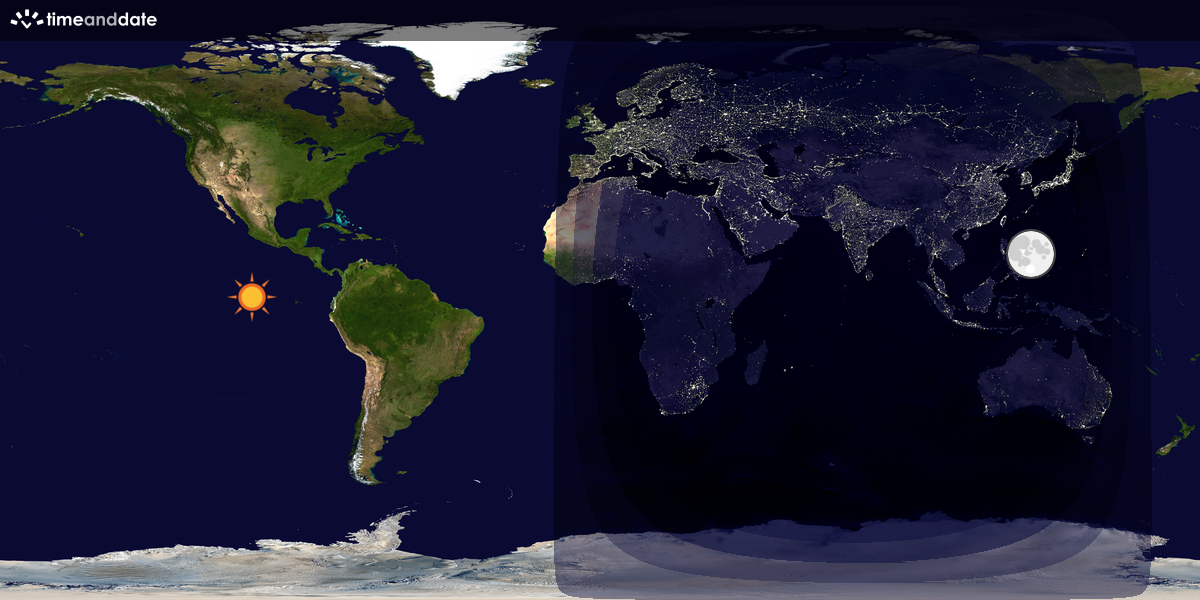 Verdenskart som viser dag og natt 