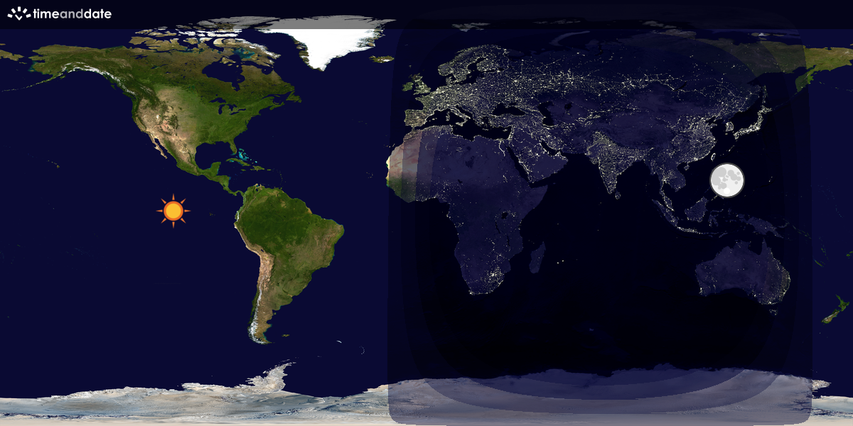 Verdenskart som viser dag og natt 