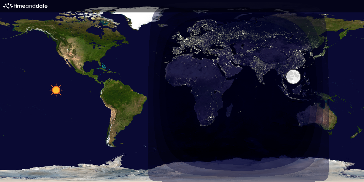 Verdenskart som viser dag og natt 