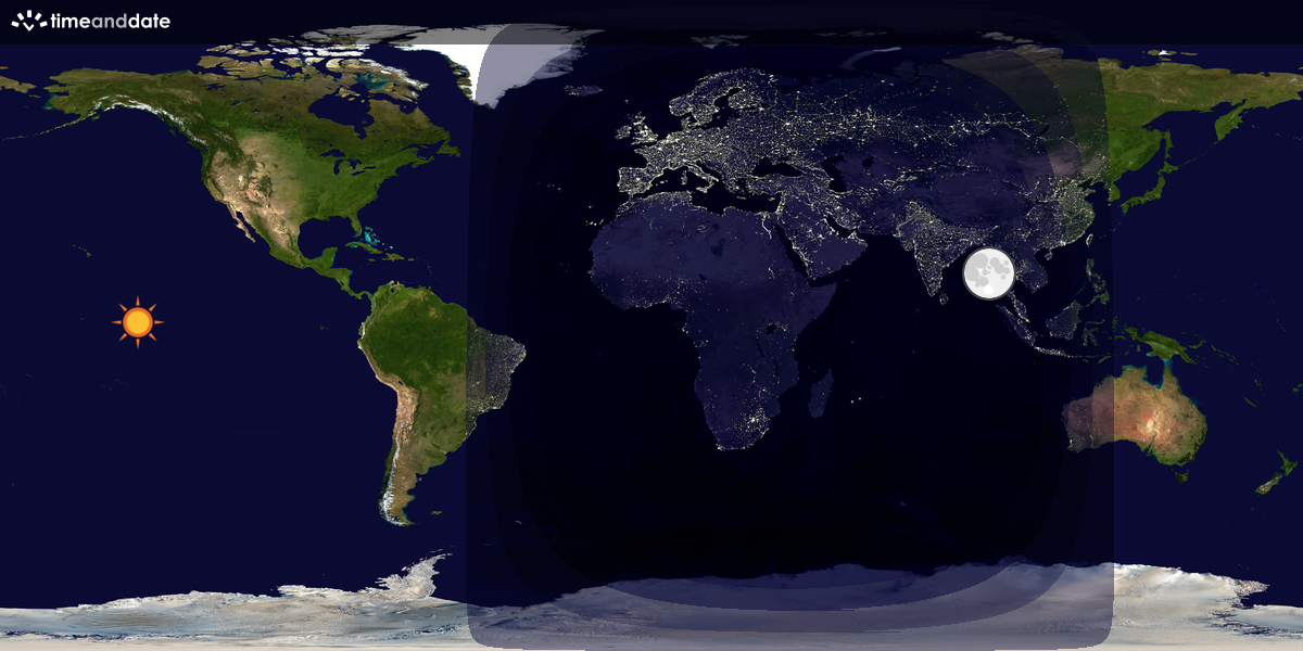 Verdenskart som viser dag og natt 