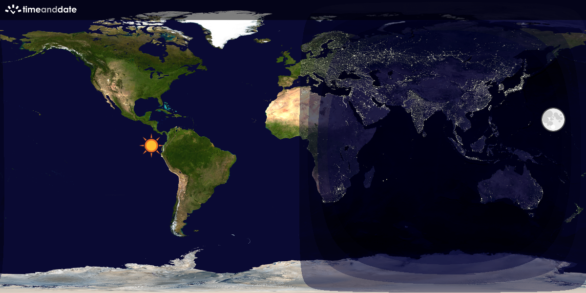 Verdenskart som viser dag og natt 