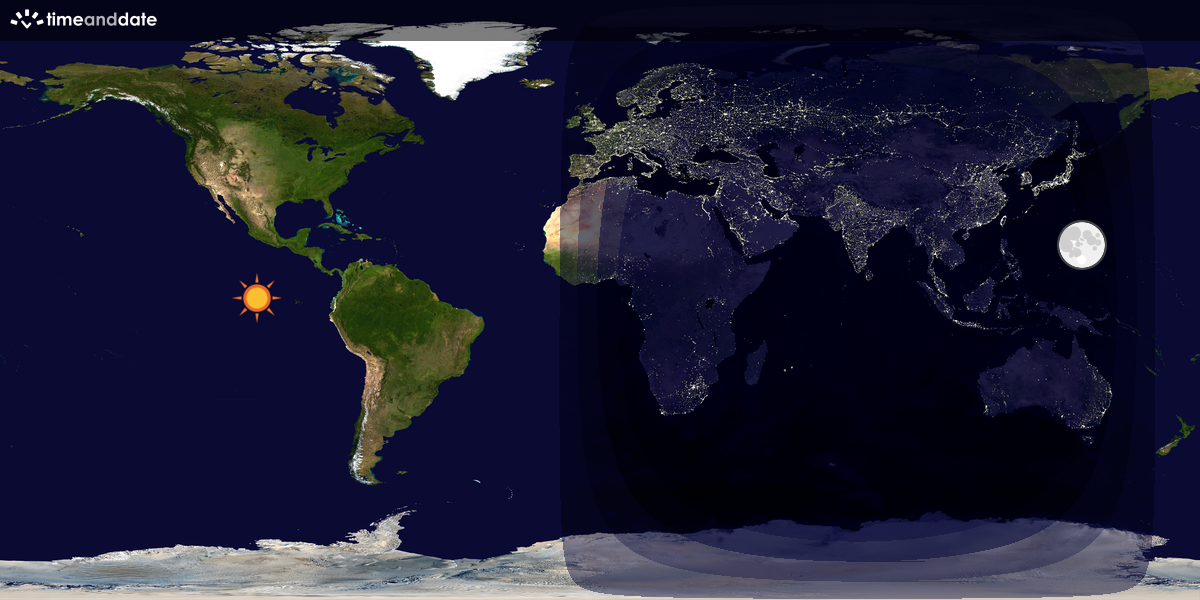 Verdenskart som viser dag og natt 