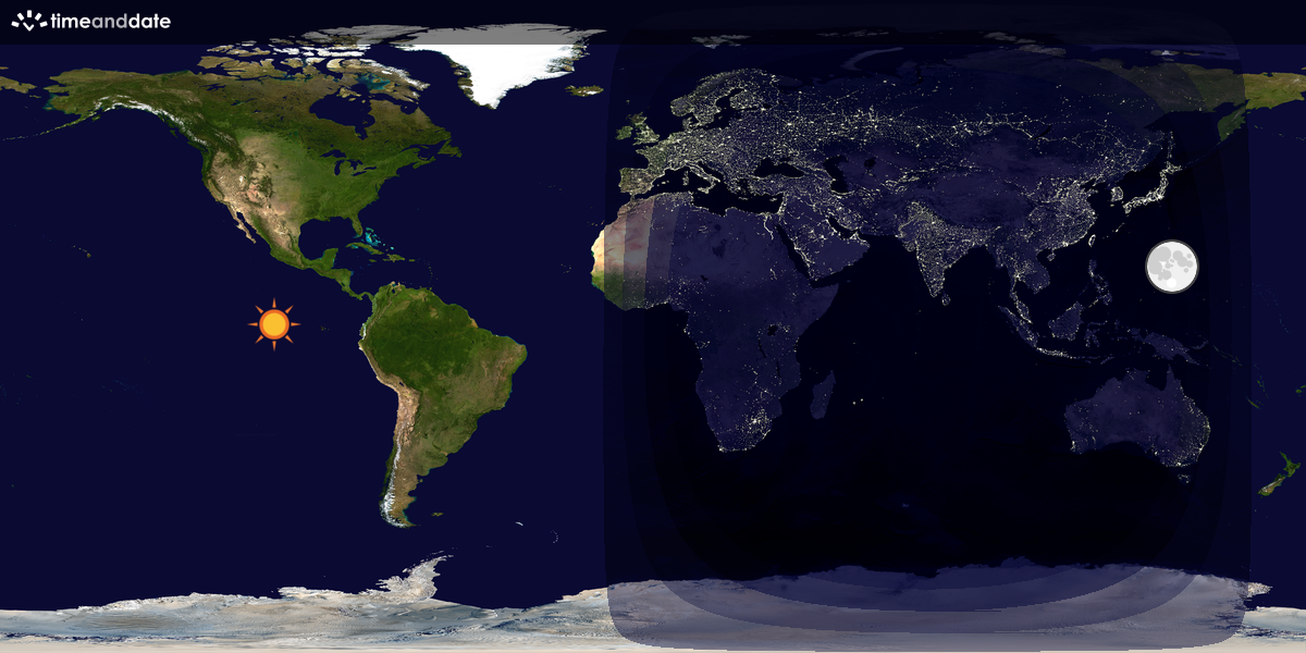 Verdenskart som viser dag og natt 