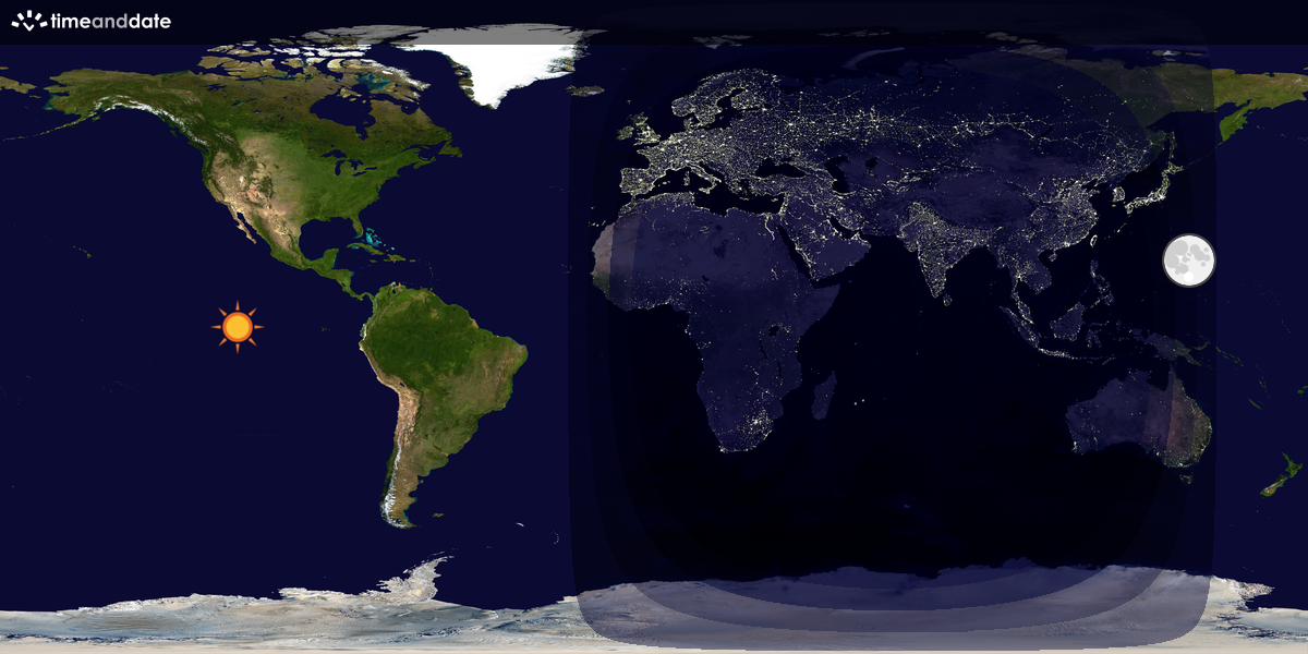 Verdenskart som viser dag og natt 