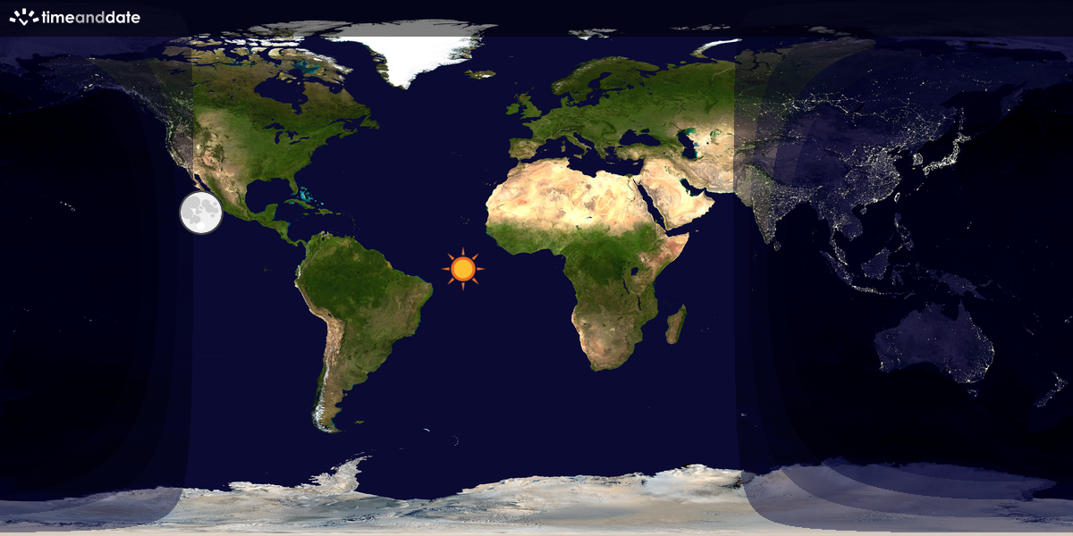 Verdenskart som viser dag og natt 