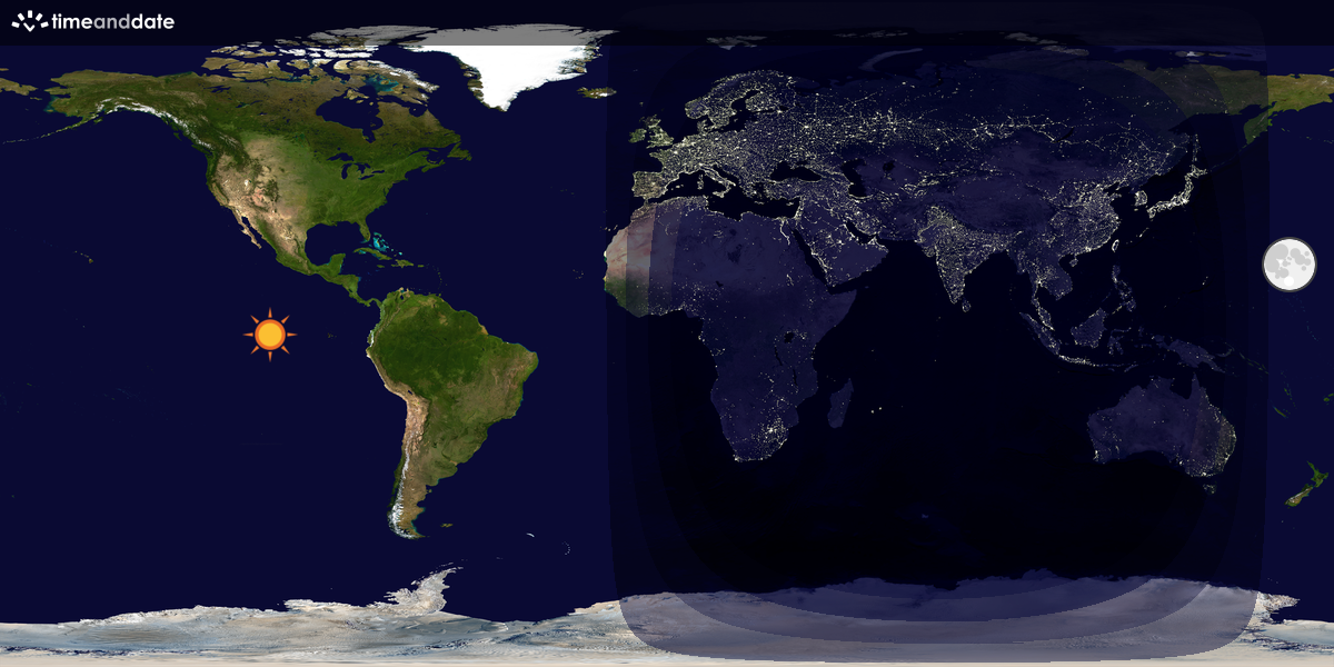 Verdenskart som viser dag og natt 