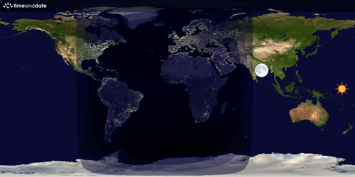 Verdenskart som viser dag og natt 