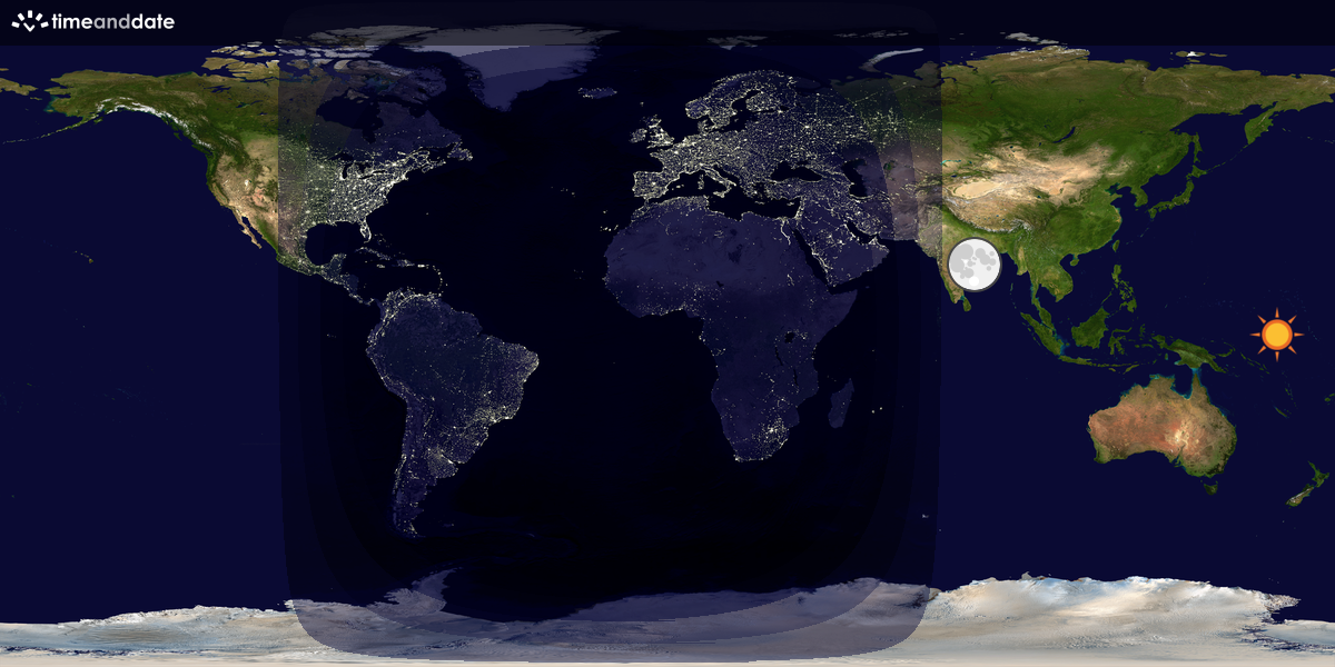 Verdenskart som viser dag og natt 