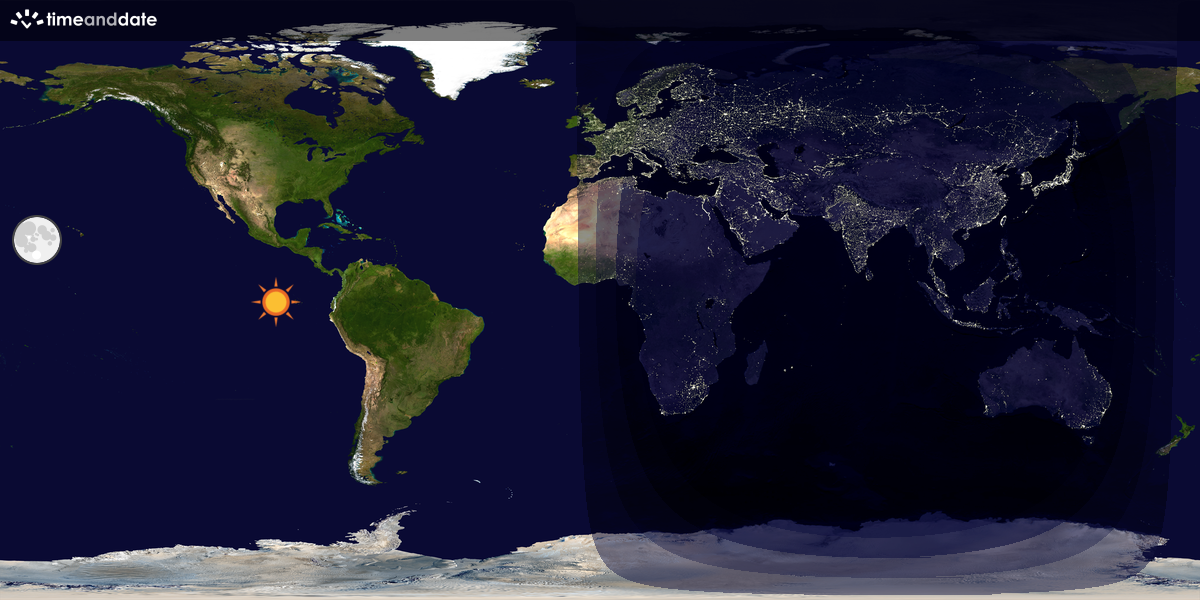 Verdenskart som viser dag og natt 