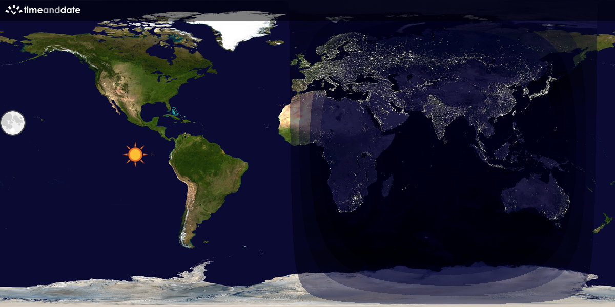 Verdenskart som viser dag og natt 