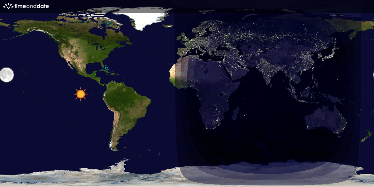 Verdenskart som viser dag og natt 