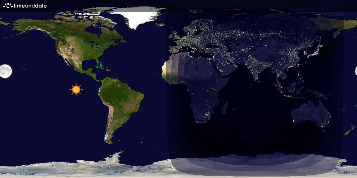 Verdenskart som viser dag og natt 