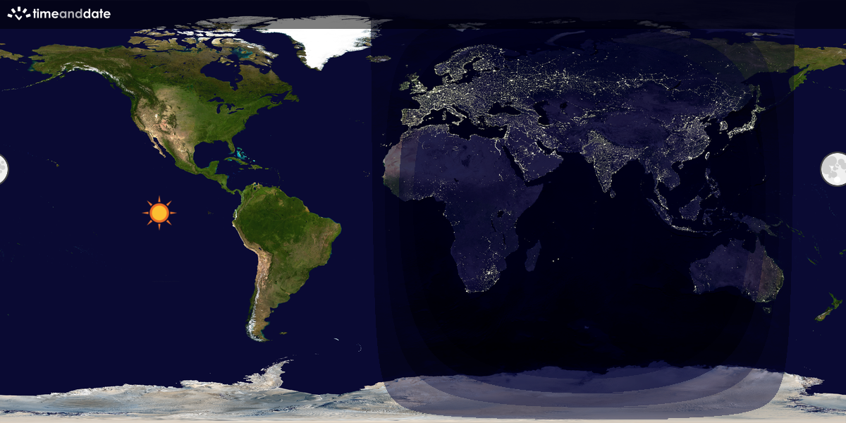 Verdenskart som viser dag og natt 