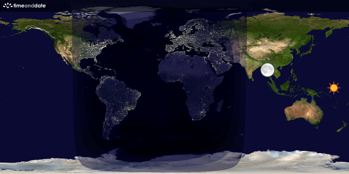 Verdenskart som viser dag og natt 