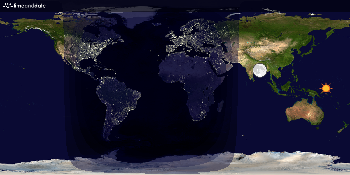 Verdenskart som viser dag og natt 