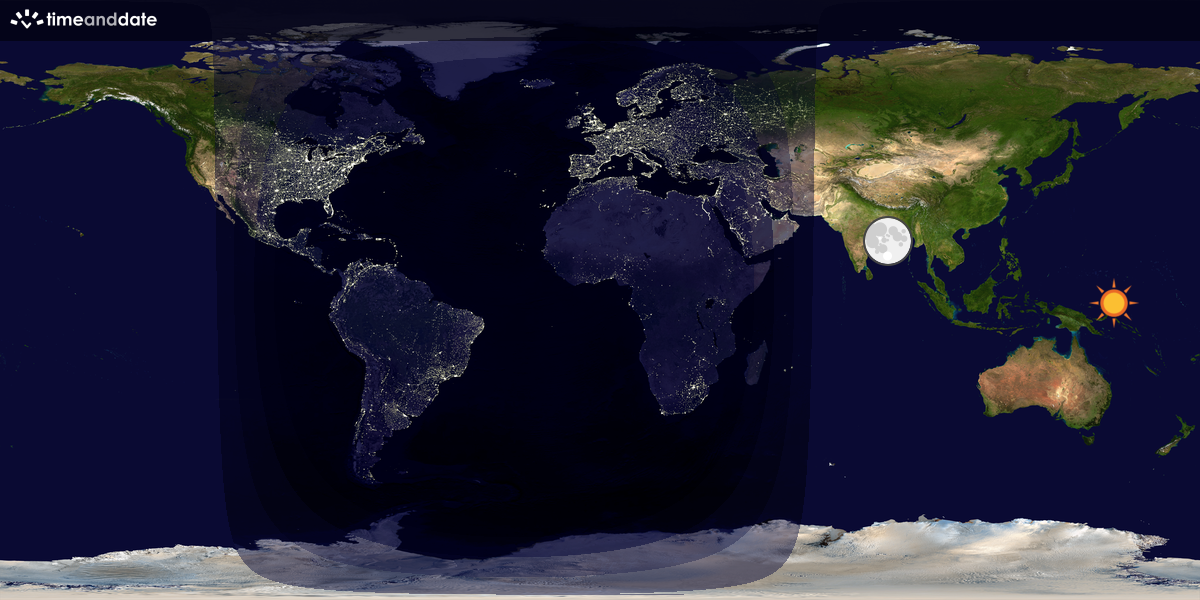 Verdenskart som viser dag og natt 