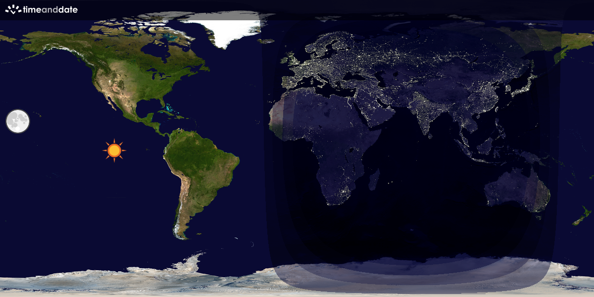 Verdenskart som viser dag og natt 