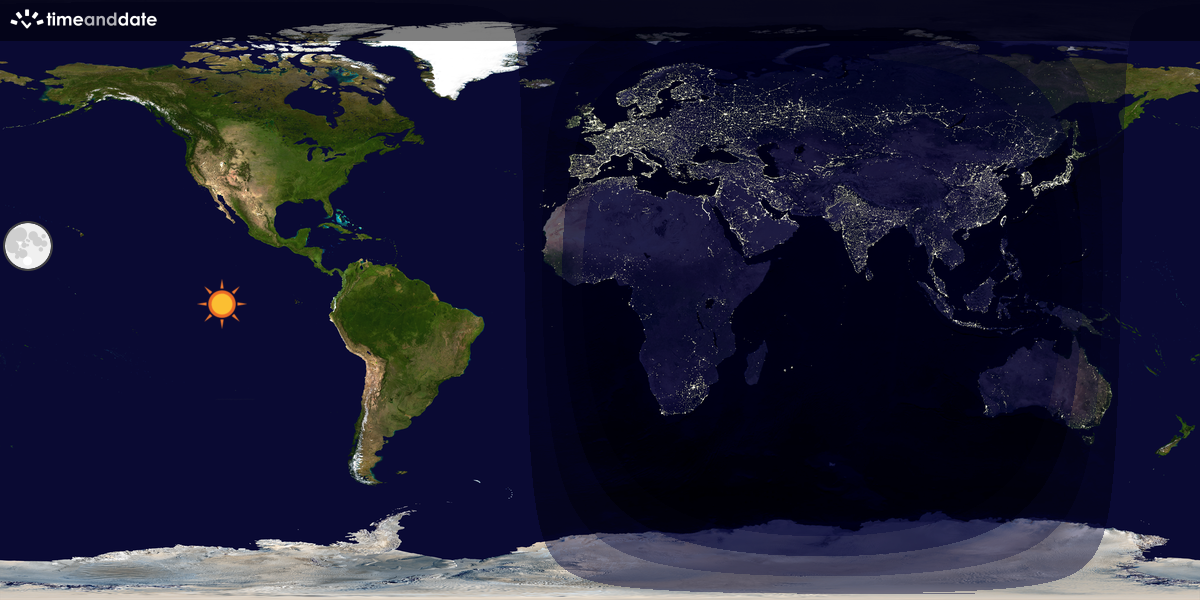 Verdenskart som viser dag og natt 