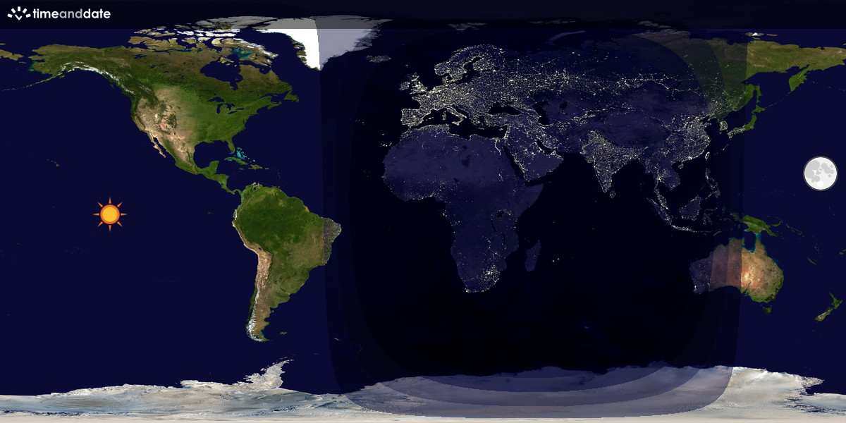 Verdenskart som viser dag og natt 
