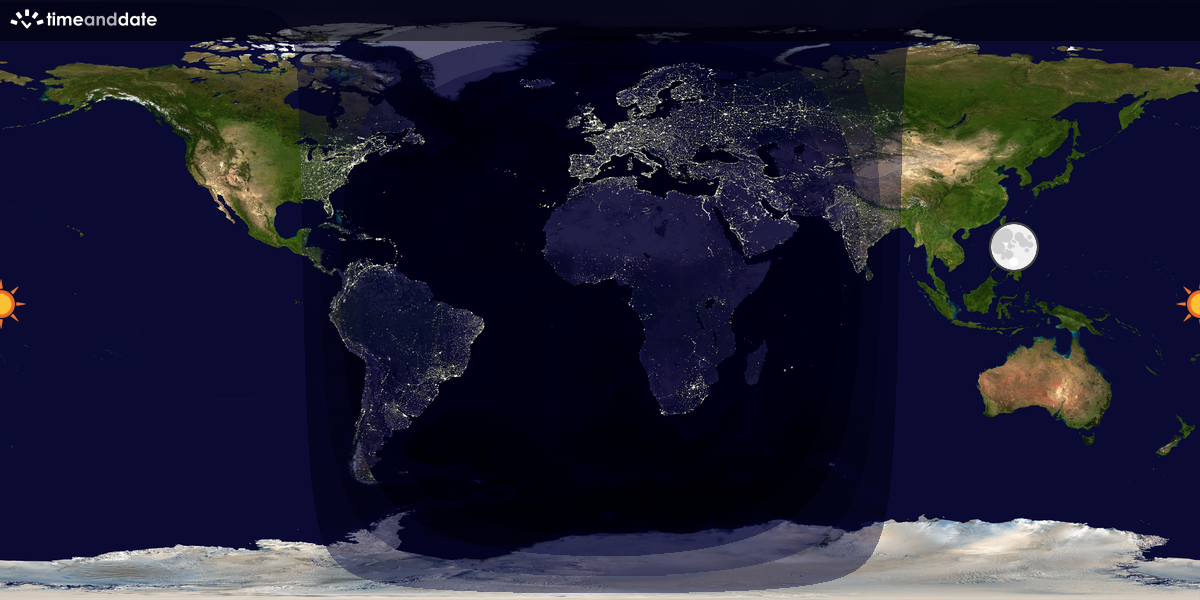 Verdenskart som viser dag og natt 