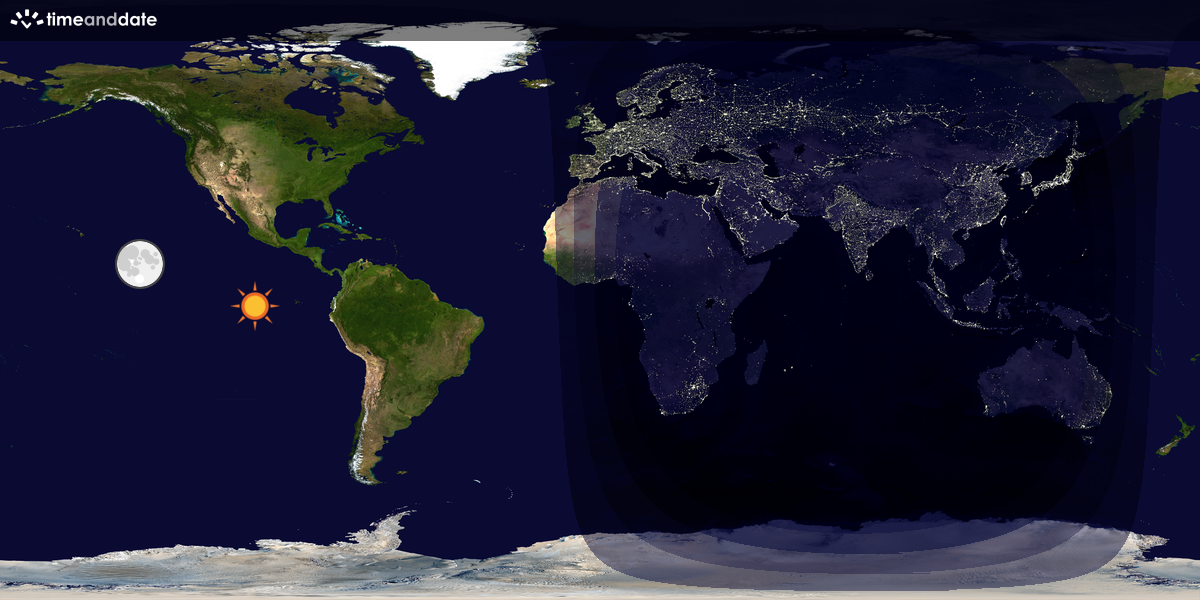 Verdenskart som viser dag og natt 