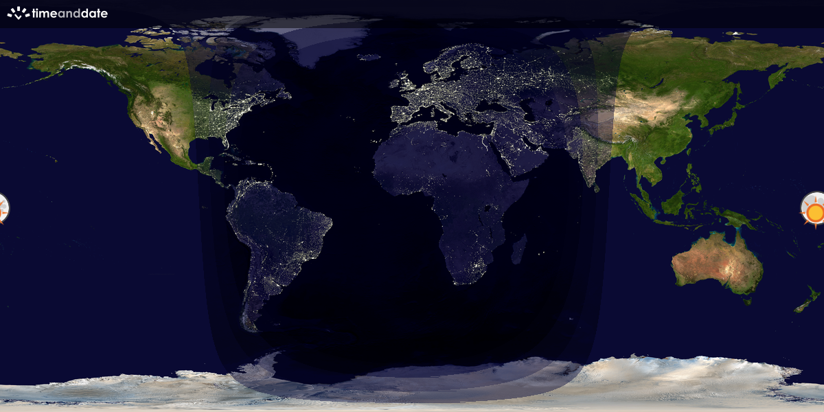 Verdenskart som viser dag og natt 