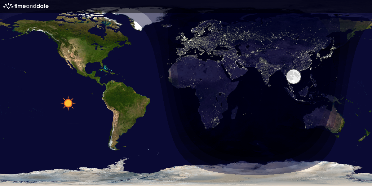 Verdenskart som viser dag og natt 