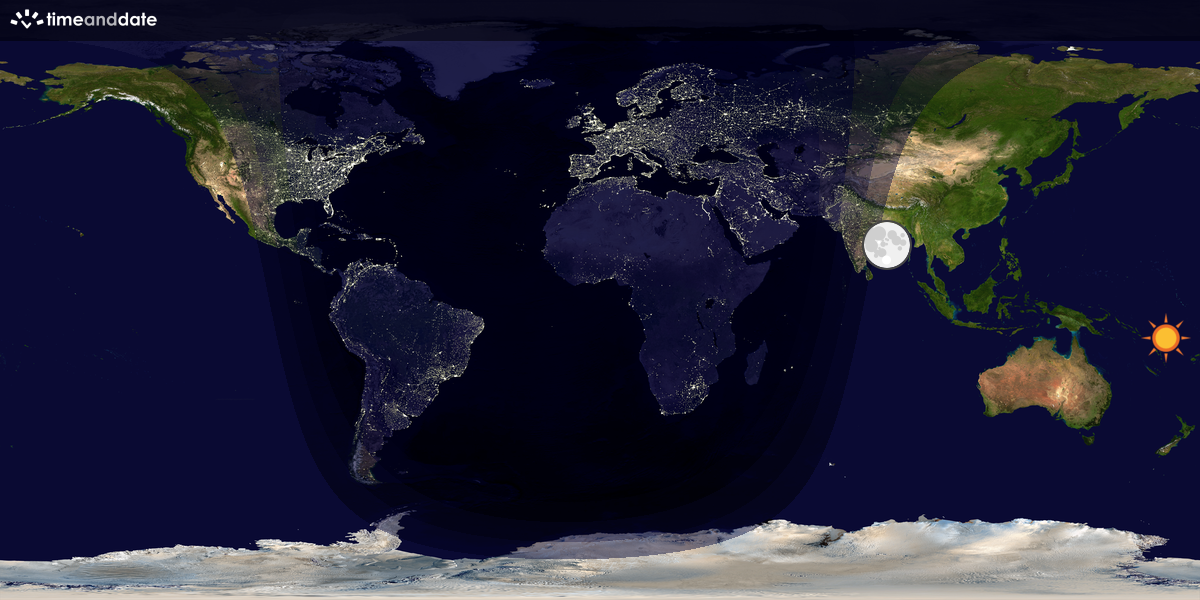 Verdenskart som viser dag og natt 